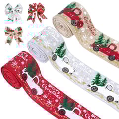 3 Rolls Christmas Ribbon Xmas Ribbon Fabric Decoration for Gift Wrapping, Christmas Ornaments Items, Gift Bows, Christmas Sewing Packing, Christmas Tree Decorations Material  By cThemeHouseParty