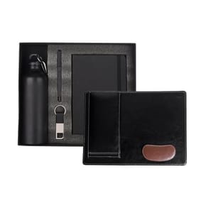 Dynamic Black 5 in 1 Corporate Combo Gift Set contains a bottle, Mousepad, pen, keychain, and diary Perfect for corporate gift
