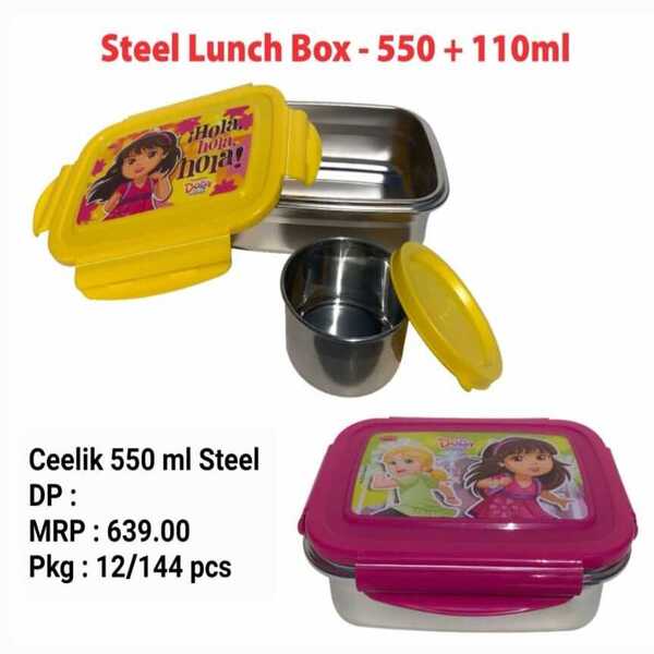 Ceelik 550ml Steel Lunch Box For School Kids