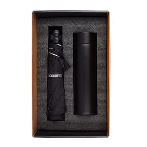 Joy Monsoon Special Gift Set (Umbrella, Smart LED Active Temperature Display Indicator Insulated Stainless Steel Hot & Cold Flask Bottle)  Combo set of 1 Pc for Corporate Gift