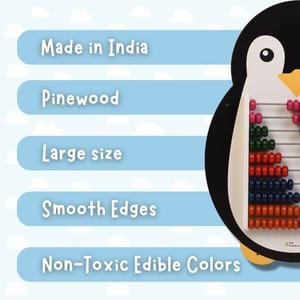 Penguin Wooden Abacus and Learning Play Center Multicolour Wooden Educational Toy, Early Math Skills, 3 Years & Above, Preschool Toys