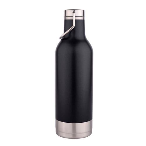Completely Hassle Free and Spill Free, Rust proof 500ml Black Double walled Vacuum insulated stainless steel Bottle With Steel handle For Corporate Gifting