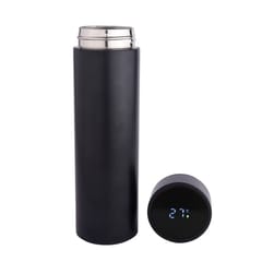 Wizard Matte Black Smart LED Active Temperature Display Indicator Insulated Stainless Steel Hot & Cold Flask Bottle With 2 Steel Cups Combo set of 1 Pc for Corporate Gift