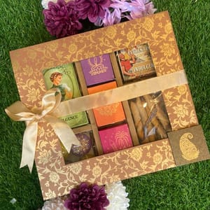 Festive Kit 1: Big Square Box for Festive Hampers (Chocolate bar,Florentine,Flex see bites,Stuff date,Cheese chilli stars,Chikkis dry fruit,Candles)By Indulgence