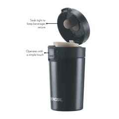 Borosil Coffeemate Insulated Mug, Vacuum Insulated Travel Coffee Mug with Lid, 8 Hours Hot and 14 Hours Cold, 300 ml (Stainless Steel)