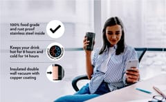Borosil Coffeemate Insulated Mug, Vacuum Insulated Travel Coffee Mug with Lid, 8 Hours Hot and 14 Hours Cold, 300 ml (Stainless Steel)