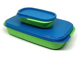 Tupperware Plastic My Lunch, Green and Blue Multicolour, (Colors May Vary, Multicolour) Lunch Box For Back To School Kids ,Birthday Gift