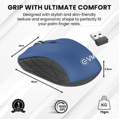 EVM-WM009 High-Precision Blue Wireless Optical Mouse crafted to bring its unique style to your work and perfectly fits in the palm of the hand for enhanced comfort