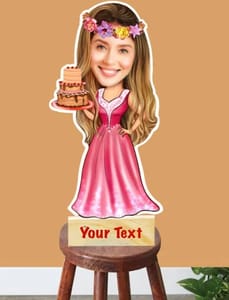 Caricature Personalized Gifts for birthday girl queen happy birthday caricature Wooden Cutout Photo frame  Multicolour
