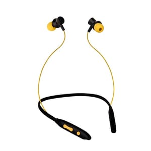 Yellow Black Aroma Happy Wireless Bluetooth Neckband with lightweight design and comfortable earbuds also perfect for workouts, runs, or other outdoor activities