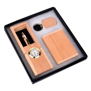 Conquest Wooden 3 in 1 Gift Set contains a pen, a penholder, keychain & a cardholder Perfect for corporate gift