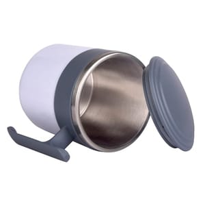 Stylish Grey and White Single wall Stainless Steel 350ml Coffee Mug Ideal to store hot and cold drinks at the same temperature for a longer duration