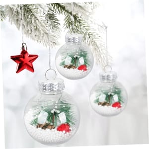 Clear Christmas Ornaments Balls 2.36"/60mm Transparent Fillable Plastic Ball Hanging Decorations Bulbs DIY Removable Bauble Crafts for XmasParty