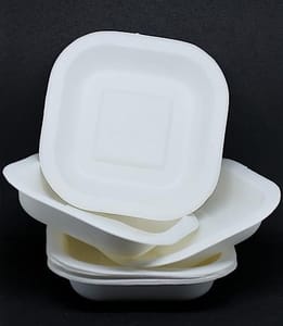 Natural Disposable and compostable 100% eco-Friendly Sugarcane Bagasse Pulp 6" Square Party Plates (100)