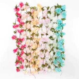 cThemeHouseParty Artificial Cherry Blossom Rattan Flowers(pink) Wall Hanging Decorative Vine String Lines Items for Diwali Decoration, Backdrop for Pooja Room, Home Decor (230 cm)