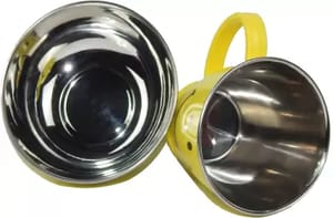 Pack of 2 Stainless Steel Smiley Angel Mug and Bowl Set Yellow  (Yellow)