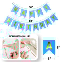Set of 60 Pcs Happy Birthday Decoration Kit For Boy Girl / Husband Wife / Mother Father Metallic Balloons,Happy Birthday Banner, 2 Curtains  By cThemeHouseParty