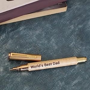 Wooden Engraved Golden cap Ball Pen Fathers Day Gift for Dad ,Engraved World Best Dad Perfect Gift For Father's Day