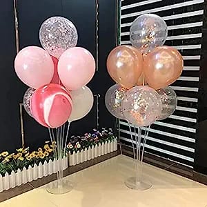 half happy birthday banner and balloon stand with 7 balloons for birthday Balloon decoration