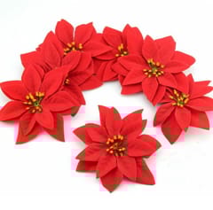 Christmas Balls Ornaments Shatterproof Gold Xmas Trees Parties Decorations Balls for Wedding Party Decoration,with Hanging Hole (Red Poinsettia (Pack of 12 Pcs))