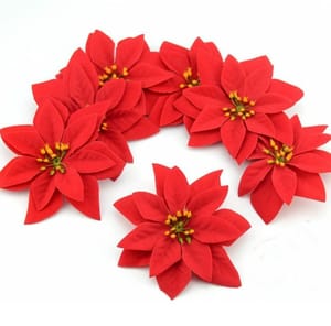 Christmas Balls Ornaments Shatterproof Gold Xmas Trees Parties Decorations Balls for Wedding Party Decoration,with Hanging Hole (Red Poinsettia (Pack of 12 Pcs))