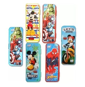 SKI 6 PENCIL BOX CARTOON, THEMED, SPIDERMAN, MICKEY MOUSE, DISNEY Art Plastic Pencil Boxes  (Set of 6, Multicolor)