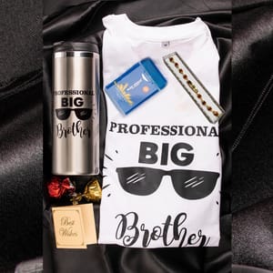 Professional Big Brother Rakhi hamper  Includes Rudraksha Rakhi,Steel Bottle,Tshirt,Park Avenue Pocket Perfume,Chocolate Pouch & Best wishes Card a personal touch to the gift hamper