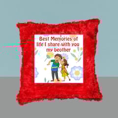 Sister & Brother Rakhi hamper  Includes Rudraksha Rakhi,Memory  Red Fur Pillow,Best Sister Golden Mug,Aluminum Bottle,Keychain,Chocolate Pouch & Best wishes Card a personal touch to the gift hamper