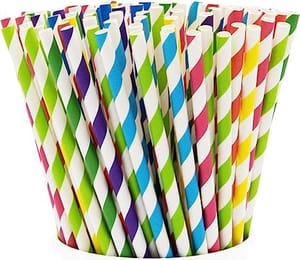 Paper Straws Disposable 8 MM Multi Color Pack of  100 Pcs Biodegradable Blue Paper Drinking Straw for Cocktail, Milkshake, Coffee, Lemonade
