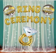 Foil Balloon Ring Ceremony Decorations Golden Colour ,Engagement , Wedding Decoration Items (Pack of 12, Gold)