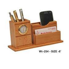 Wooden Pen Stand With 2 Compartments & With Clock ,Perfect for Office & Home Desk, Gift for Birthday