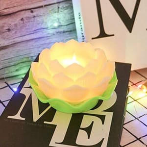 cThemeHouseParty Lotus Shape Flame Less Led Candle for Home Decoration - 1 Piece, Yellow.