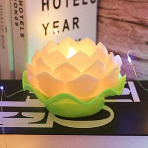 cThemeHouseParty Lotus Shape Flame Less Led Candle for Home Decoration - 1 Piece, Yellow.