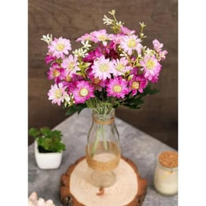 cThemeHouseParty 1 Piece Artificial Daisy Fake Flower Bunch for Gifting, Home Decor, Bedroom, Office Corner, Living Room, Table Decor (Pack of 1)