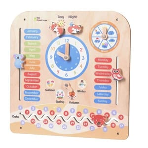 Wooden Activity Clock for Kids - 7 in 1 Learning Toy