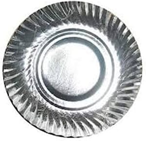 Silver Coated Paper Plate , Disposable Silver Coated  Round Paper Plate ,9.5 inch ,(25 TO 30 pcs)