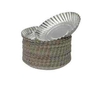 Silver Coated Paper Plate , Disposable Silver Coated  Round Paper Plate ,9.5 inch ,(25 TO 30 pcs)