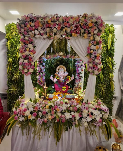 Luxury Pink Floral Ganpati Mandap