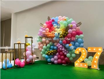 Colorful themed anniversary decor