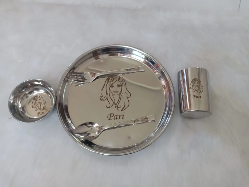 Personalized Princess Theme Stainless Steel Thali Set