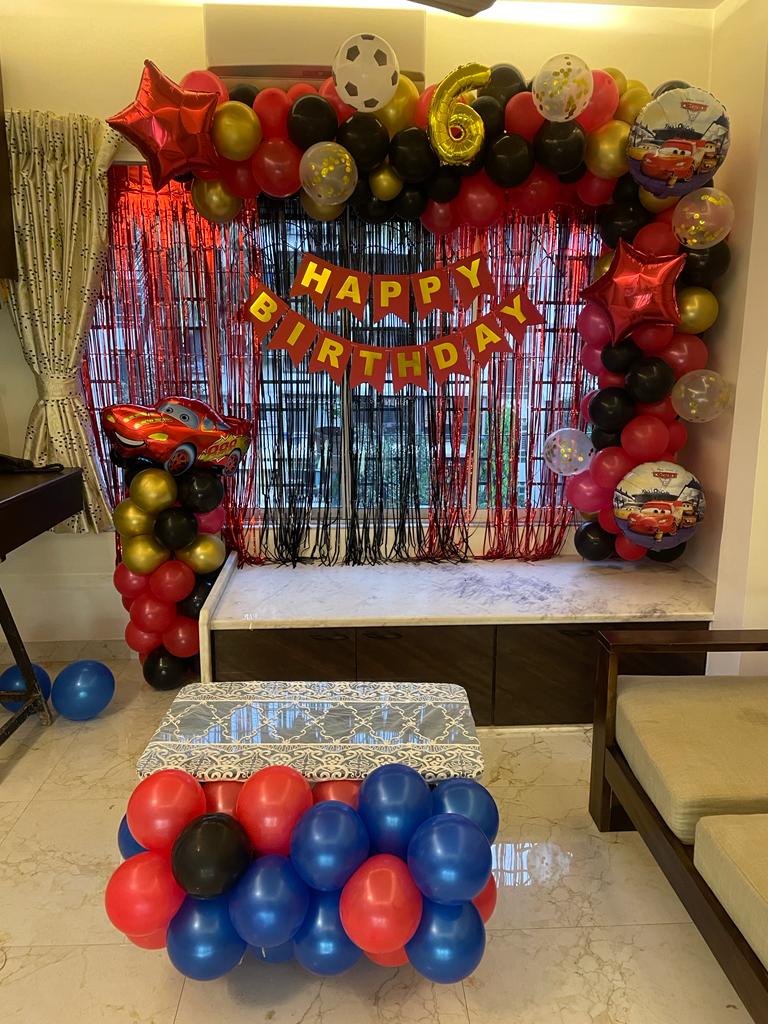 Premium Cars-Themed Kids Birthday Balloon Decoration image 1