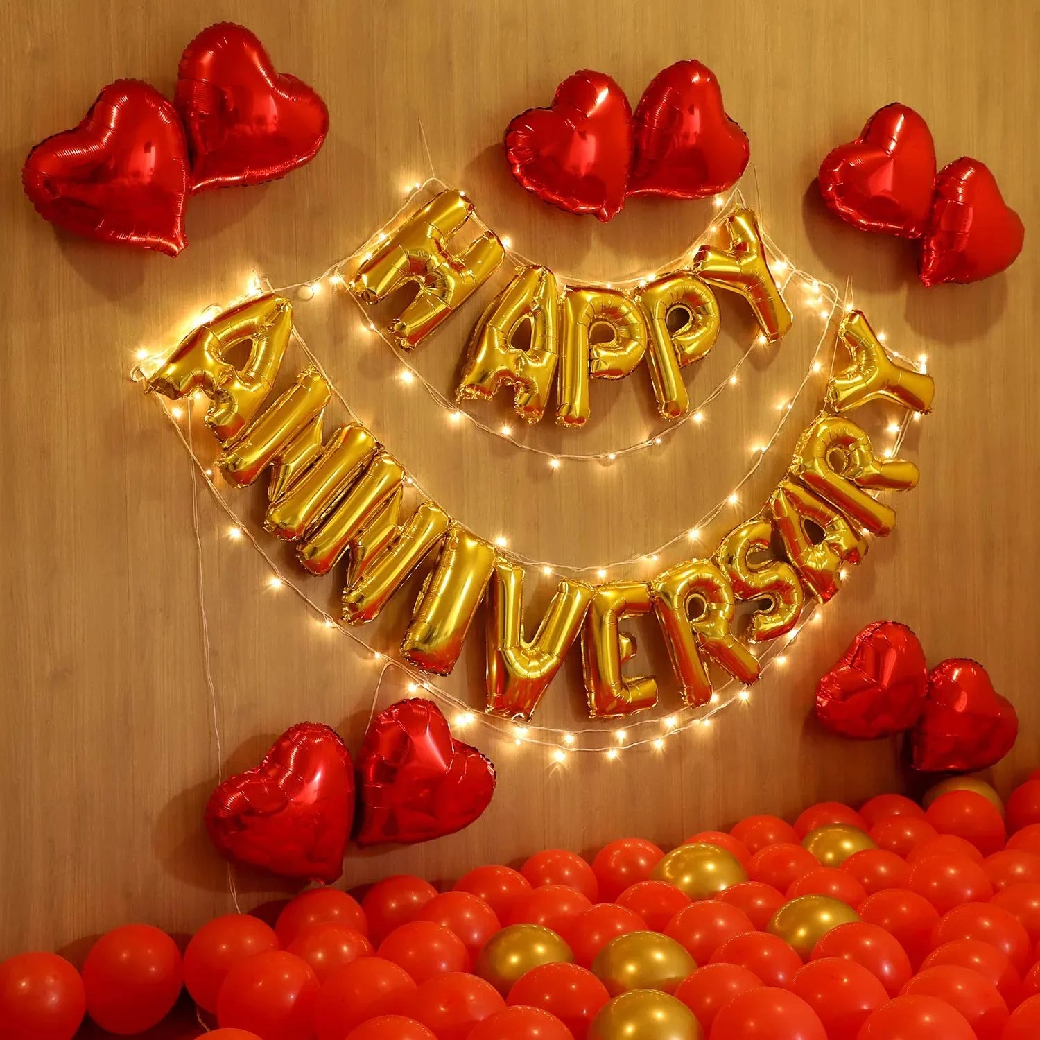 Romantic Red & Gold Anniversary Decor
