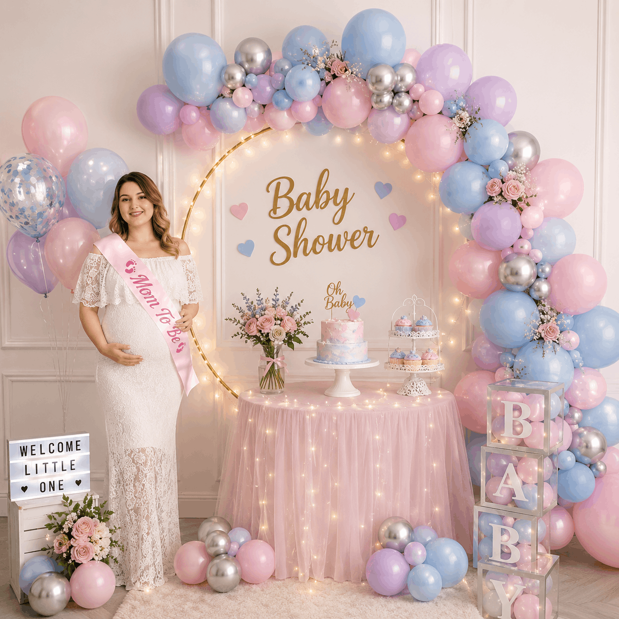 Pastel Balloons Baby Shower Decor