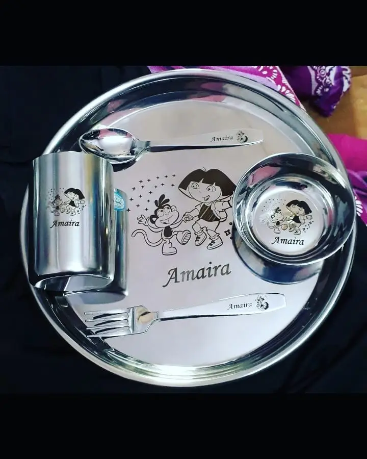 Personalized Cartoon Character Stainless Steel Thali Set
