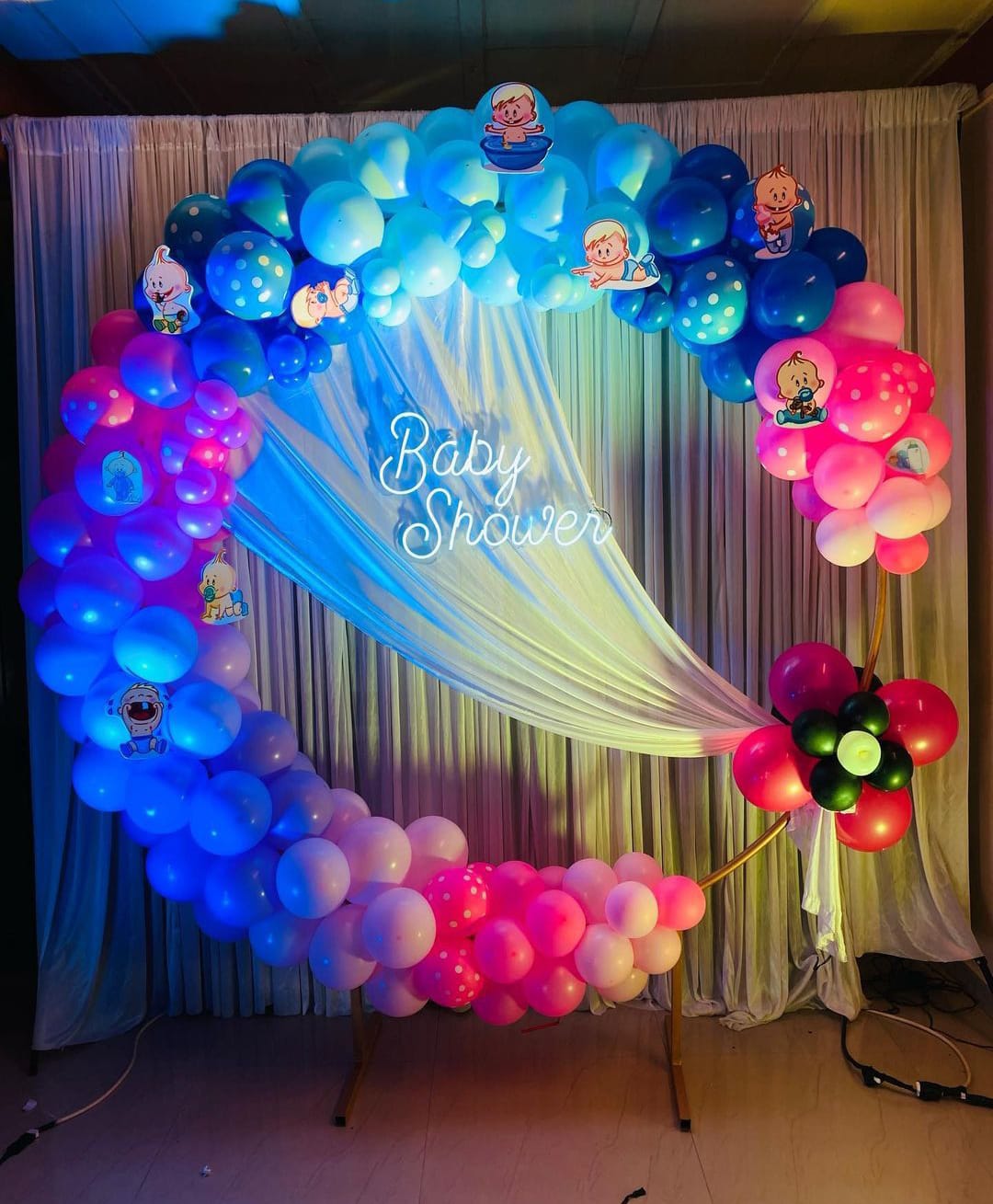 Baby Shower Decor mom to be party decore multi color balloon Godh Bharai Home Decoration with backdrop image 1