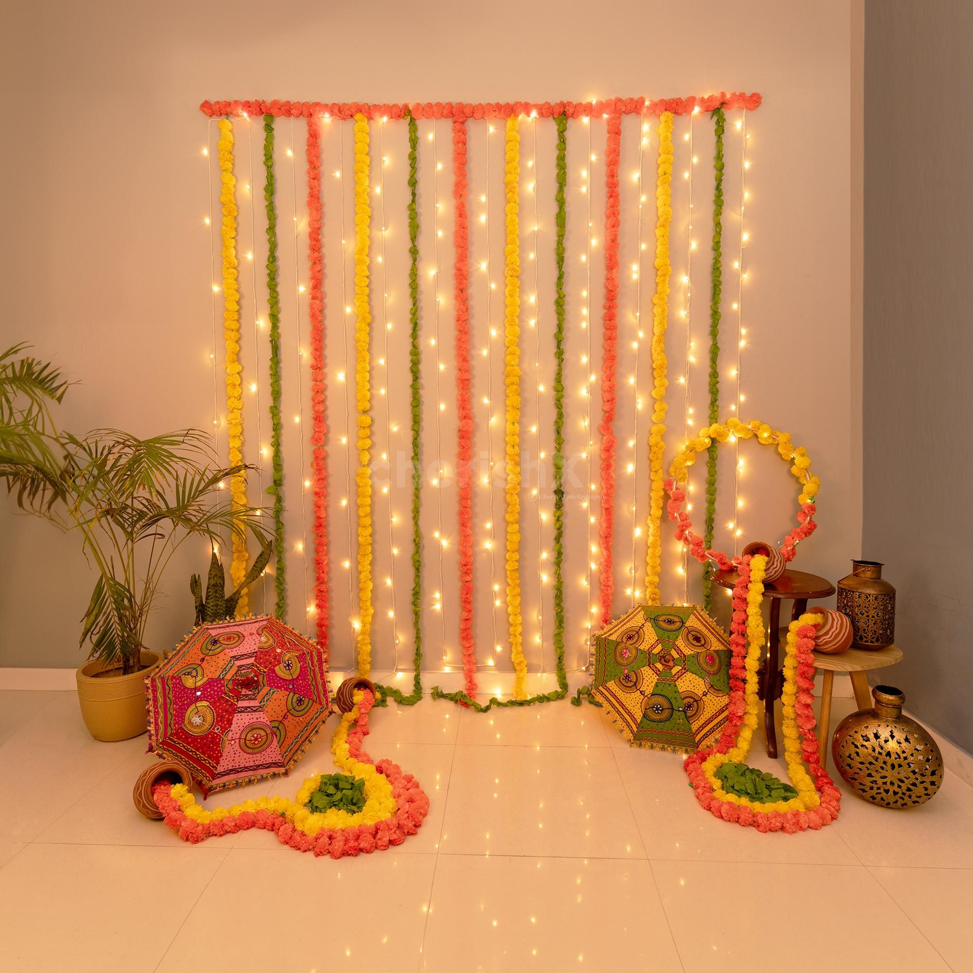 Colourful Floral & Umbrella Navratri Decoration