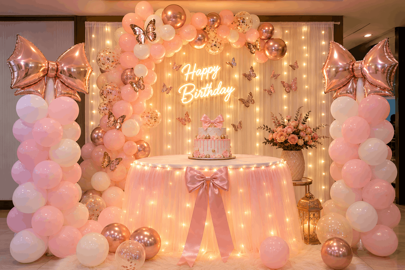 Balloons And Bow Birthday Decor image 1