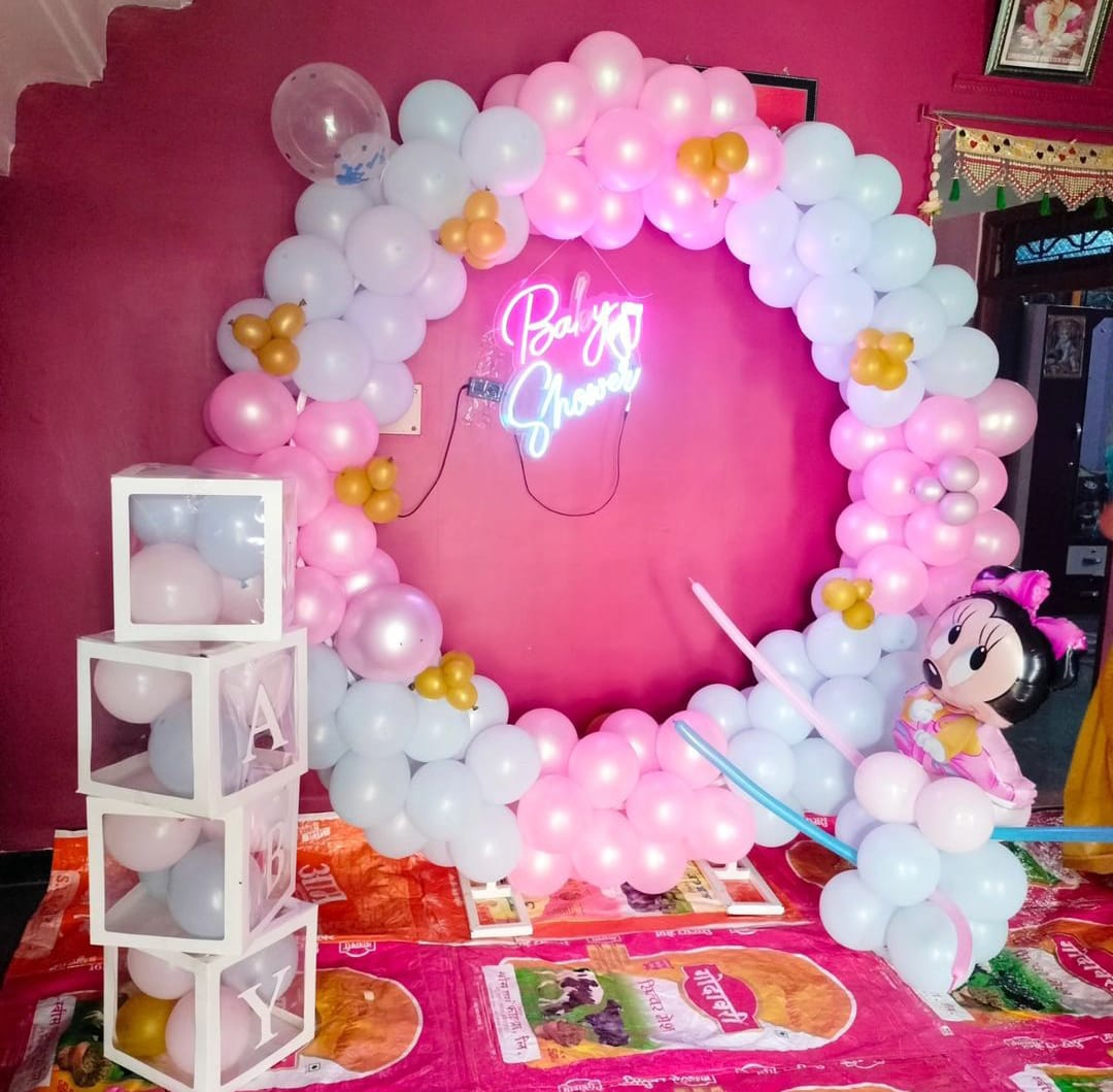 Baby Shower Decor mom to be party decore color balloon Godh Bharai Home Decoration with foil curtain image 7