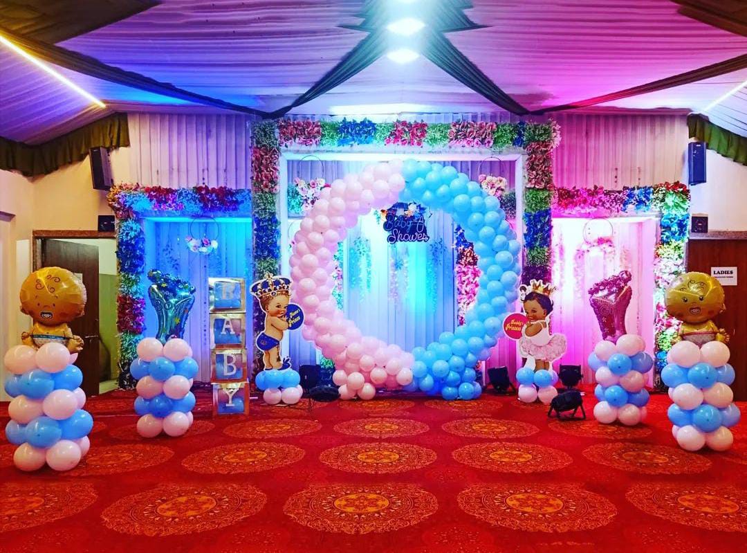 Baby Shower Decor mom to be party decore crome pastle mix color balloon Godh Bharai Home Decoration on satge