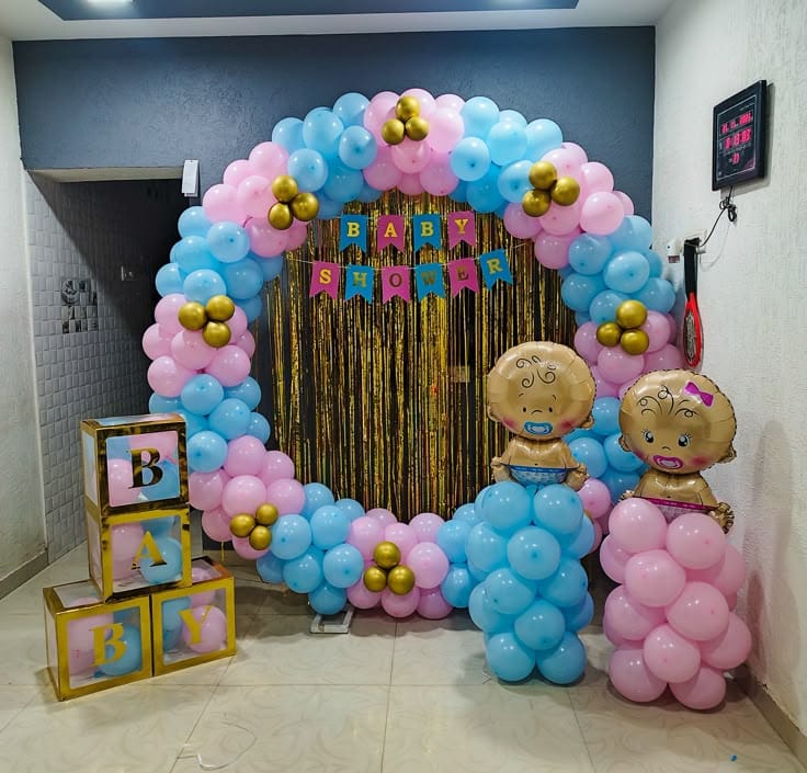 Baby Shower Decor mom to be party decore color balloon Godh Bharai Home Decoration with foil curtain image 5